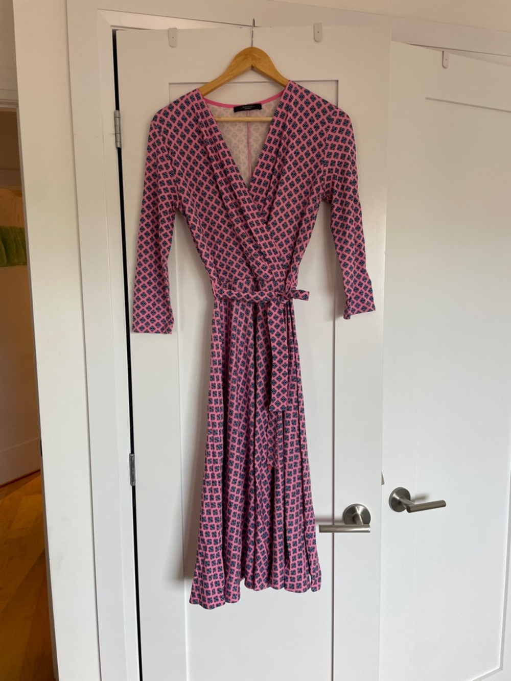 MaxMara Pink Geometric Print Wrap Dress
